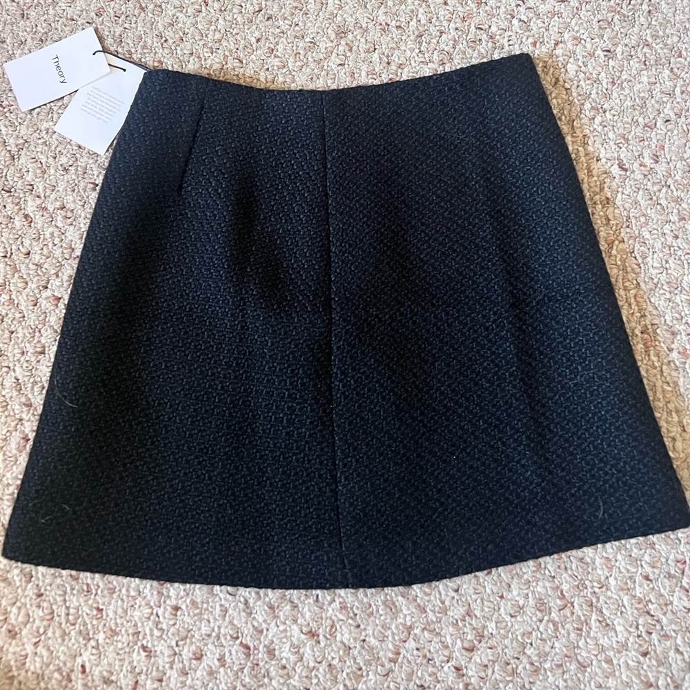 Theory Black tweed wool mini skirt